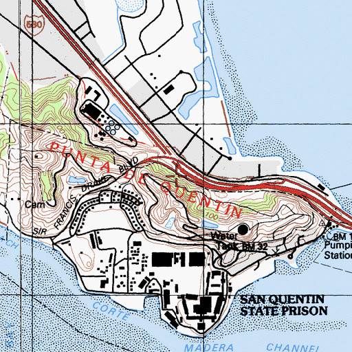 Topographic Map of Exit 2A, CA