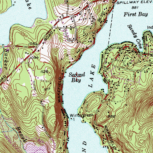 Topographic Map of Second Bay, CT