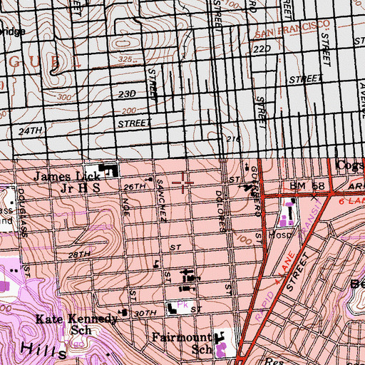 Topographic Map of San Francisco Fire Department Station 11, CA