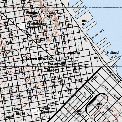 Topographic Map of San Francisco Fire Department Station 13, CA