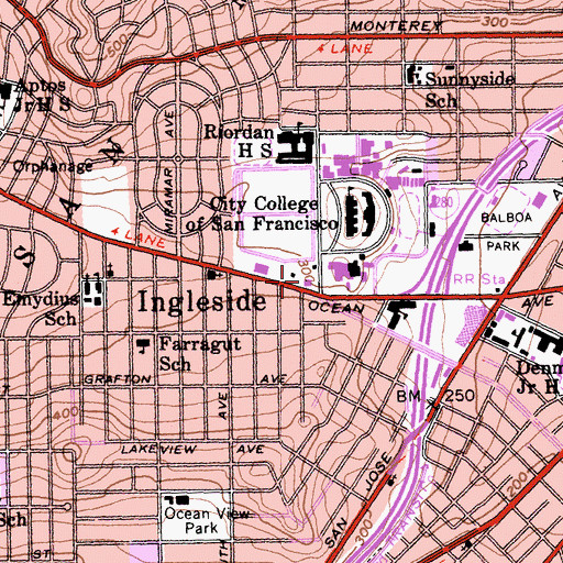 Topographic Map of San Francisco Fire Department Station 15, CA