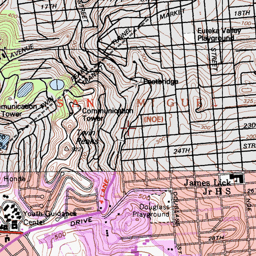 Topographic Map of San Francisco Fire Department Station 24, CA