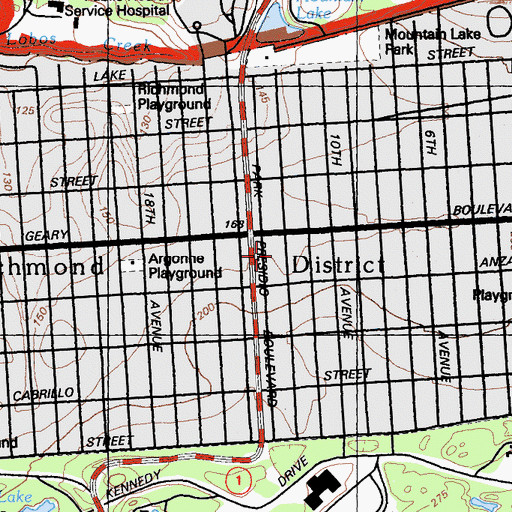 Topographic Map of San Francisco Fire Department Station 31, CA