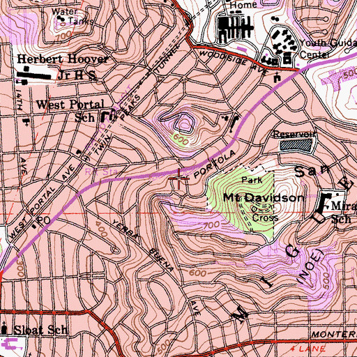 Topographic Map of San Francisco Fire Department Station 39, CA