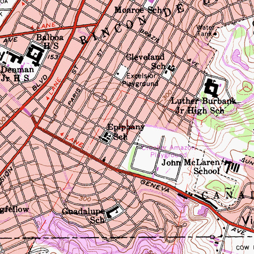 Topographic Map of San Francisco Fire Department Station 43, CA