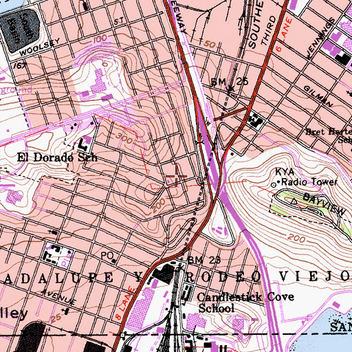 Topographic Map of San Francisco Fire Department Station 44, CA