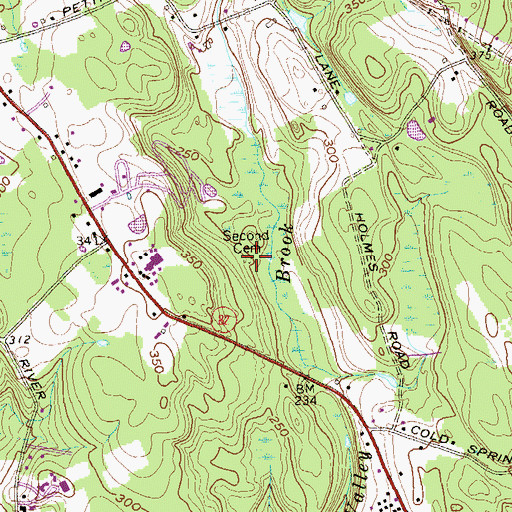 Topographic Map of Second Cemetery, CT