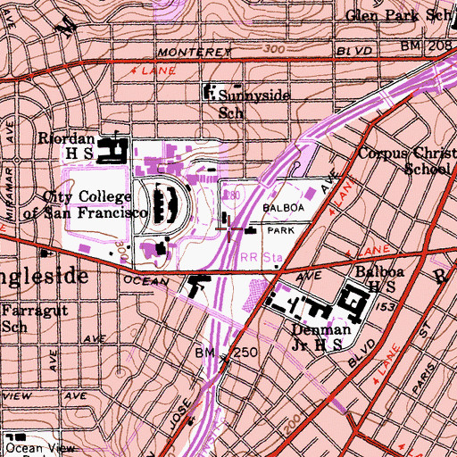 Topographic Map of Ingleside Police Station, CA