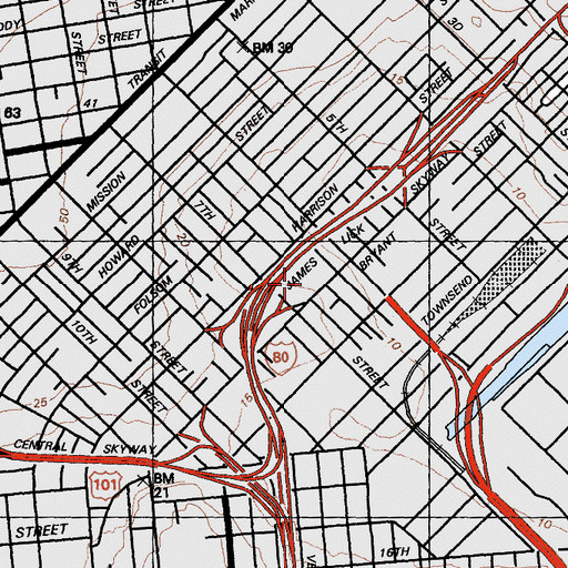 Topographic Map of Southern Police Station, CA