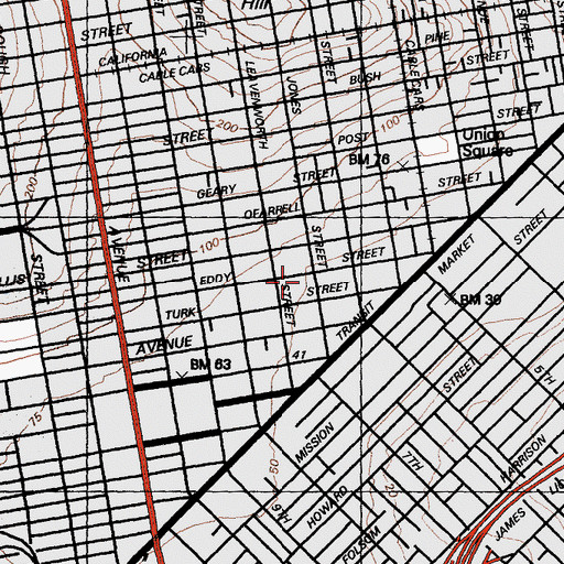 Topographic Map of Tenderloin Police Station, CA