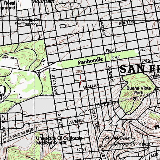 Topographic Map of Haight Ashbury Free Medical Clinic, CA