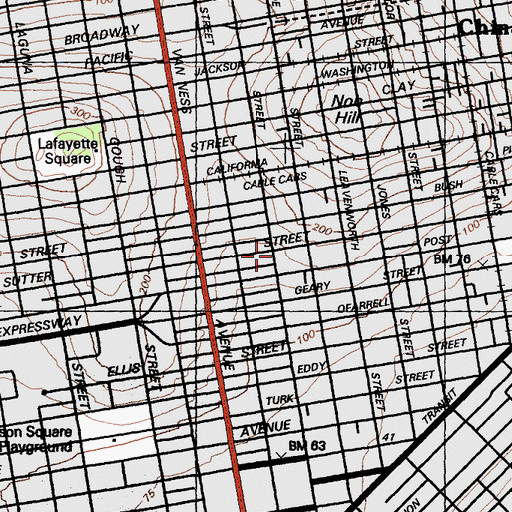 Topographic Map of Larkin Street Clinic, CA