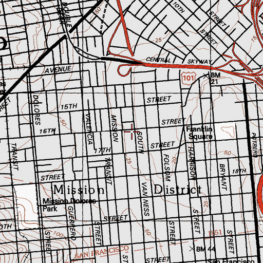 Topographic Map of Mission Neighborhood Health Center, CA