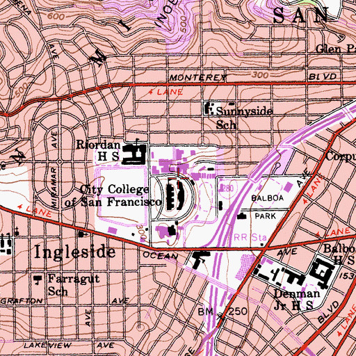 Topographic Map of Batmale Hall, CA