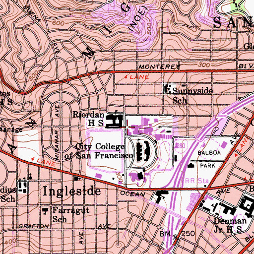 Topographic Map of Diego Rivera Theatre, CA