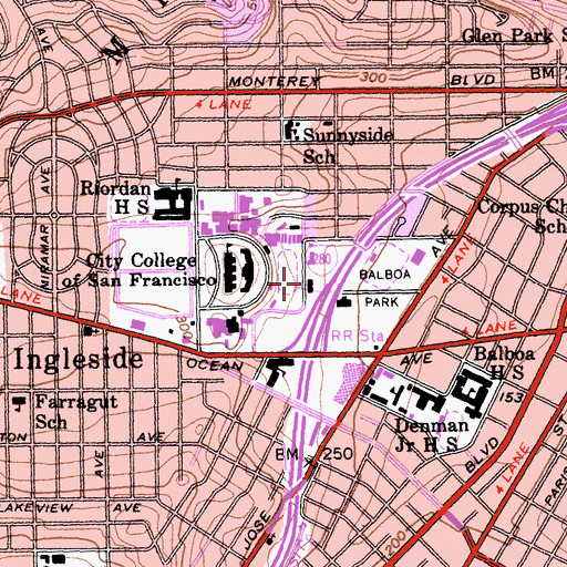 Topographic Map of South Gymnasium, CA