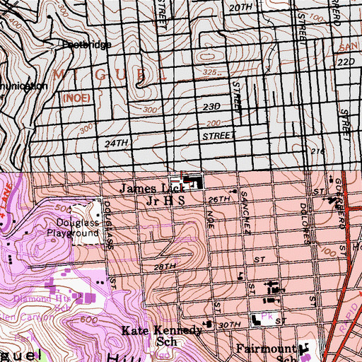 Topographic Map of City College of San Francisco - Castro Valencia Campus, CA