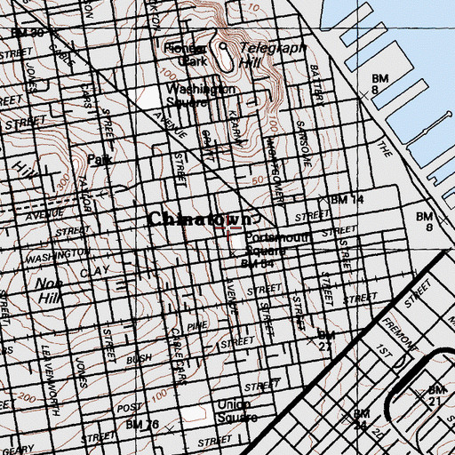 Topographic Map of City College of San Francisco - Chinatown North Beach Campus, CA