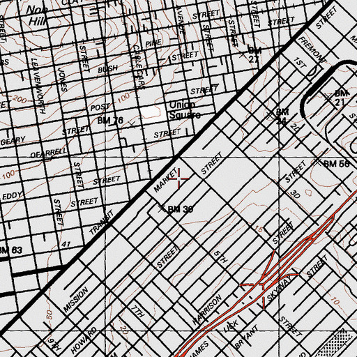 Topographic Map of City College of San Francisco - Downtown Campus, CA