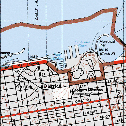 Topographic Map of City College of San Francisco Fort Mason Center, CA