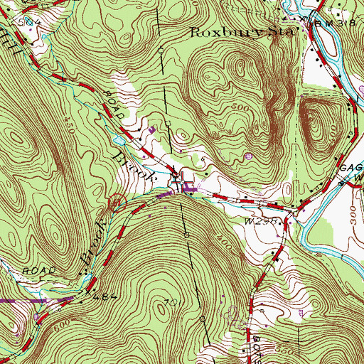 Topographic Map of Second Hill Brook, CT