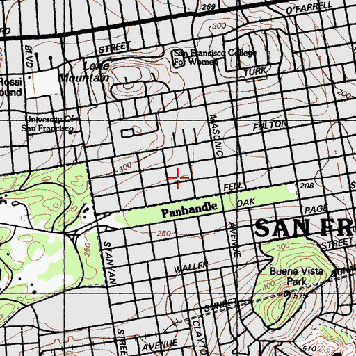 Topographic Map of City College of San Francisco John Adams Campus, CA