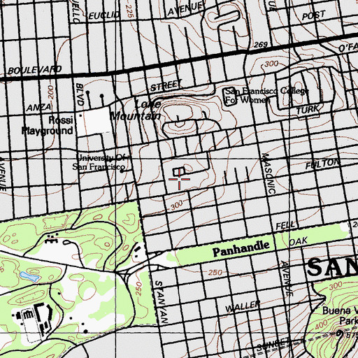 Topographic Map of Cowell Hall, CA