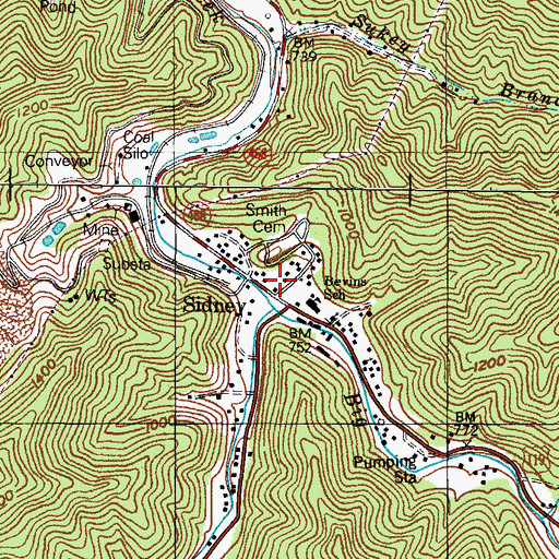 Topographic Map of Sydney Post Office (historical), KY