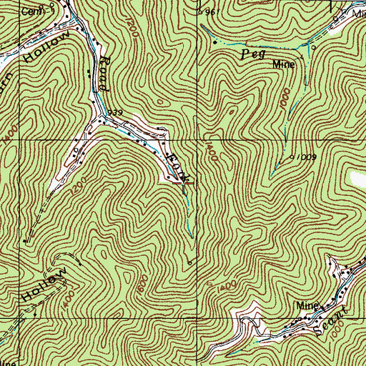 Topographic Map of Akers Rocks, KY