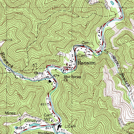 Topographic Map of Columbiatown (historical), KY