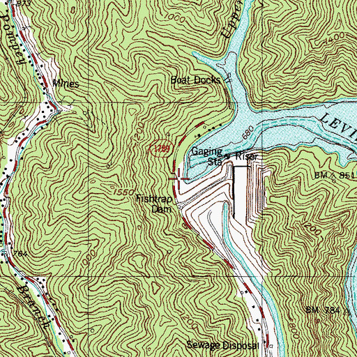 Topographic Map of Bass Post Office (historical), KY