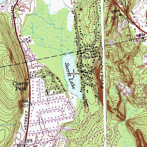 Topographic Map of Secret Lake, CT