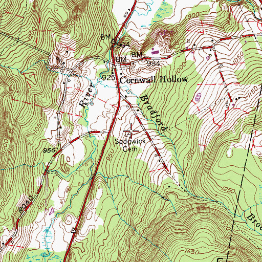 Topographic Map of Sedgwick Cemetery, CT