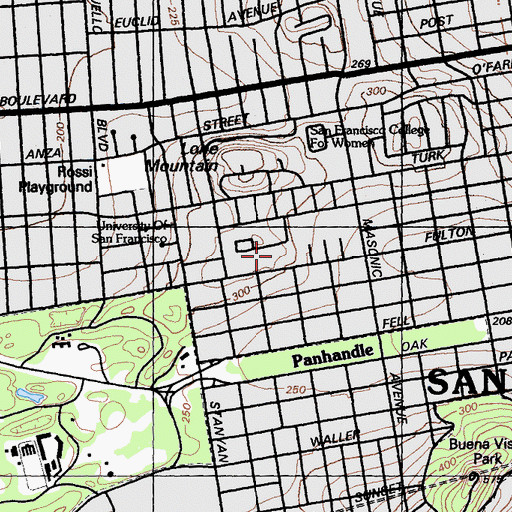 Topographic Map of Malloy Hall, CA