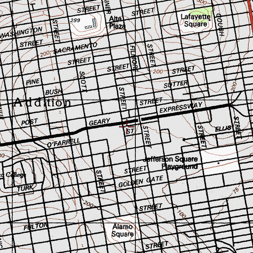 Topographic Map of Fillmore Auditorium, CA