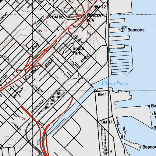 Topographic Map of Willie Mays Plaza, CA