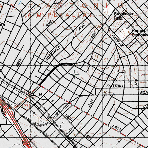 Topographic Map of Media Academy High School, CA