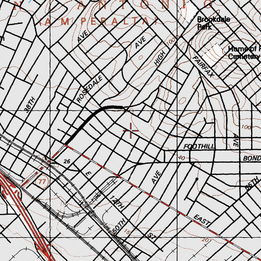 Topographic Map of Fremont High School, CA