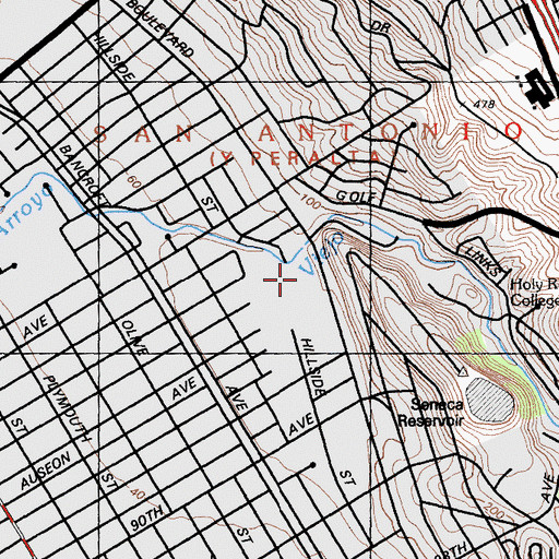 Topographic Map of Castlemont High School, CA