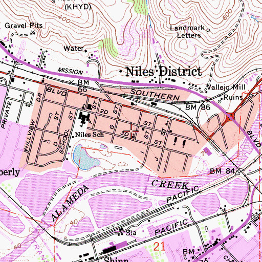 Topographic Map of Fremont Fire Department Station 2, CA