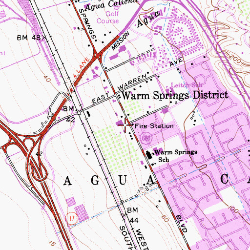 Topographic Map of Fremont Fire Department Station 5, CA