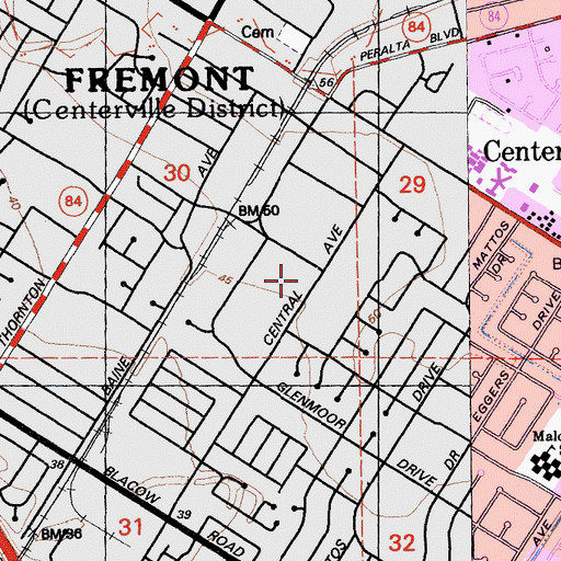 Topographic Map of Fremont Fire Department Station 6, CA