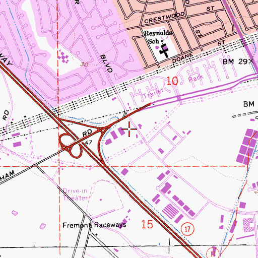 Topographic Map of Fremont Fire Department Station 7, CA