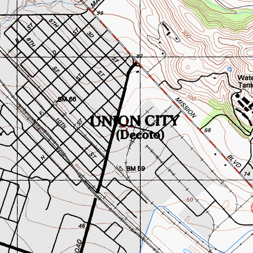 Topographic Map of Alameda County Fire Department Station 33, CA