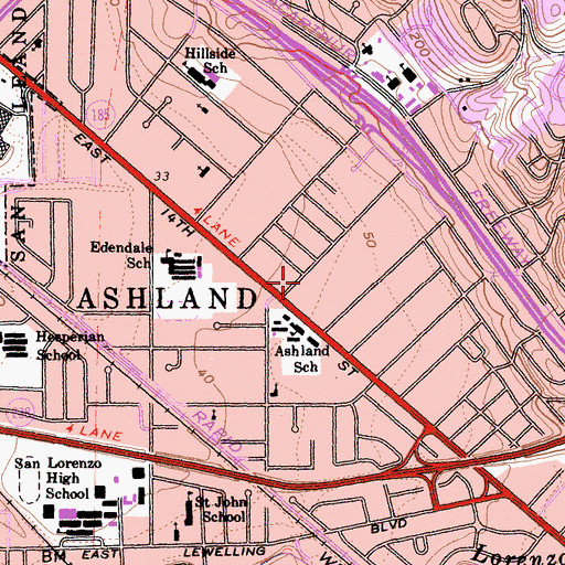 Topographic Map of Alameda County Fire Department Station 3, CA