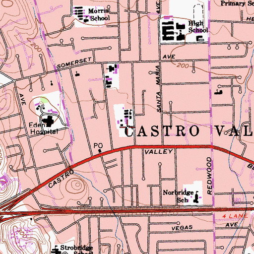 Topographic Map of Alameda County Fire Department Station 25, CA