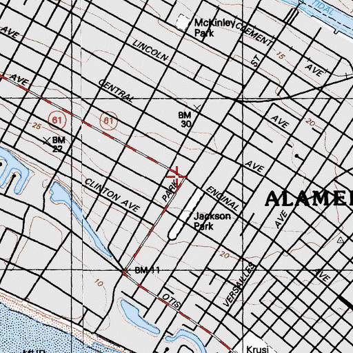 Topographic Map of Alameda City Fire Department Station 1, CA