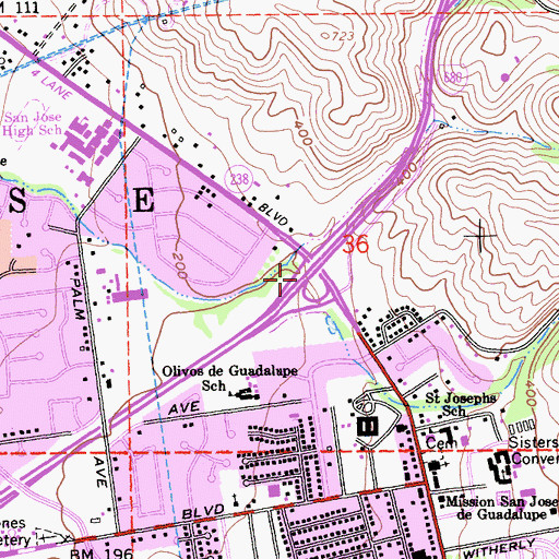 Topographic Map of Exit 16, CA