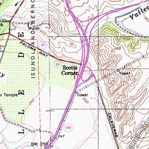 Topographic Map of Exit 21A, CA
