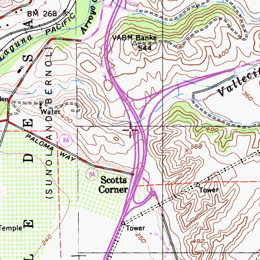 Topographic Map of Exit 21B, CA